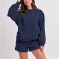 thumbnail image 4 of Black and Friday Deals 2023 Lindreshi 2pc Outfit Woman Women Fashion Round-Neck Blouse Long Sleeve Tops Sweatshirt Shorts Casual Suit Sets, 4 of 7