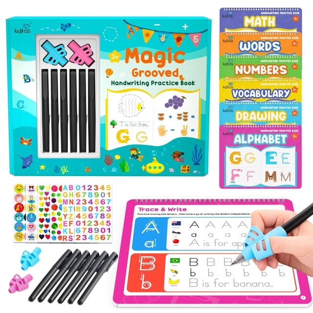Libros de práctica de escritura Kiditos con ranuras, reutilizables, 6 libros