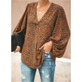 thumbnail image 2 of Chemises à Manches Ballon Casual V Neck pour Femmes Tops, 2 of 6