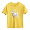 thumbnail image 4 of Cowsor Girls Sleepy Rabbit Printed Short Sleeve Crewneck T Shirt Cozy Casual Summer Tee for 2-13 Years Old Daily Wear, 4 of 6