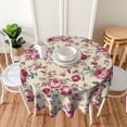 thumbnail image 4 of Shabby Chic Rose Flower Floral Waterproof Picnic Patio Party Round Table Cloth Cover Decorations Fabric 60 Inch Circular Tablecloth for 20-47 Inch Home Dining Room Kitchen Decor, 4 of 6