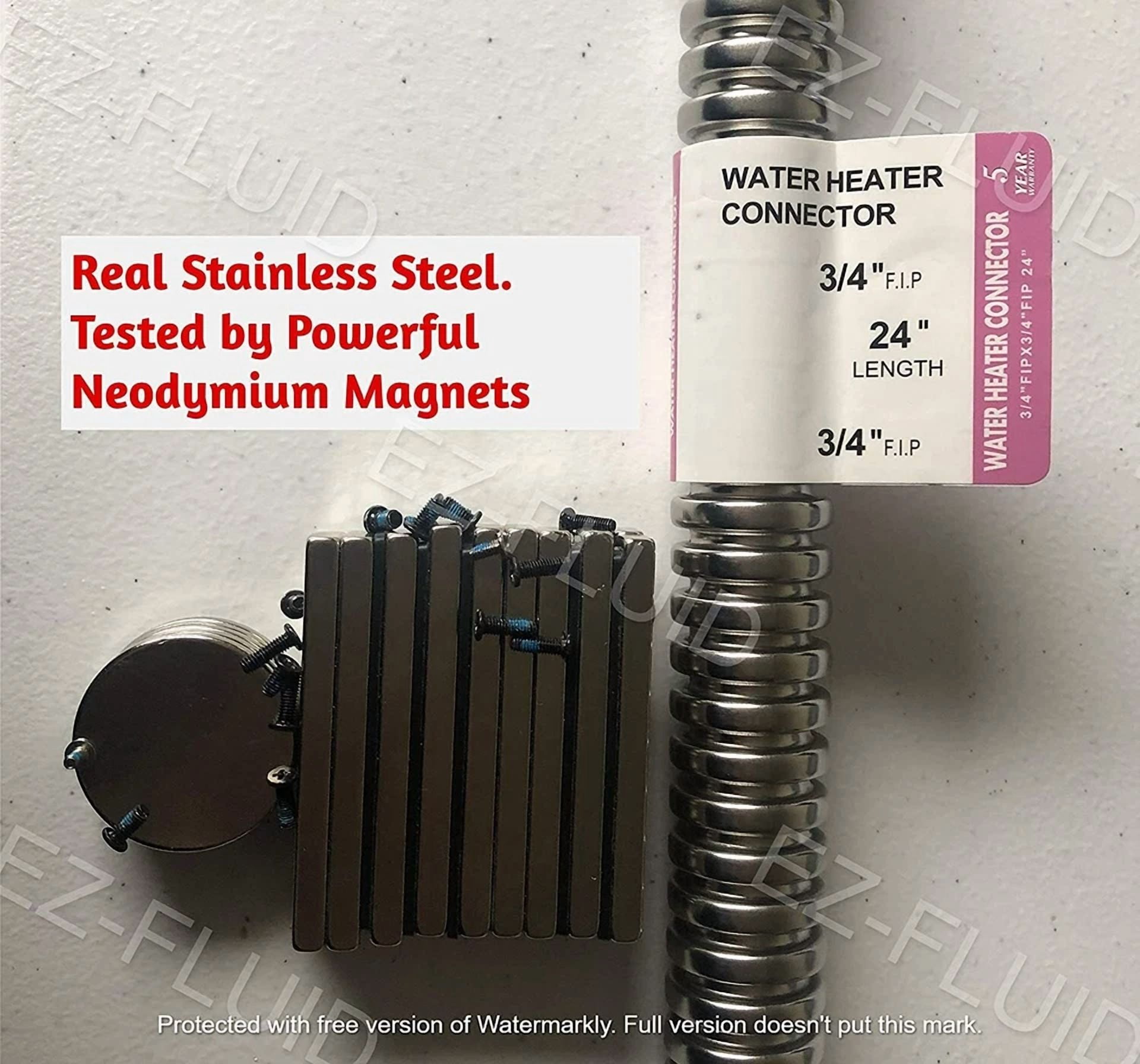 Zyler - 1Pc Corrugated Stainless Water Heater Supply Connector Hose Lines 3/4"Fip X 15"