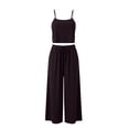 thumbnail image 6 of XUNKUSGA 2 Piece Sets for Women Casual Loose Square Neck Crop Tank Tops and Wide Leg Palazzo Pants Matching Sets Classic Summer Solid Color Women Sets,Brown,M, 6 of 10