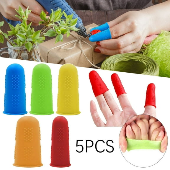5 Pack Silicone Finger Protectors Heat Resistant Glue Finger Tips in 3 Sizes for Crafting and DIY Projects