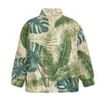 thumbnail image 5 of Uorisanigo Kids Girls Half Zip Pullover Sweatshirt Drop Shoulder Tropical Monstera Long Sleeve Workout Shirts Loose Quarter Zipper Cropped Sweatshirt Fashion Fall Winter Clothing, 5 of 7