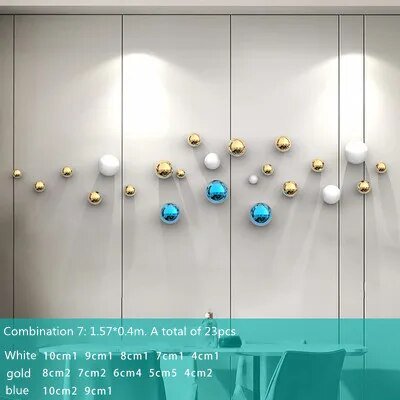 Decoración de pared con bola de oro, adornos colgantes, artesanías esféricas chapadas, decoración de habitación, colgantes de exhibición de fondo
