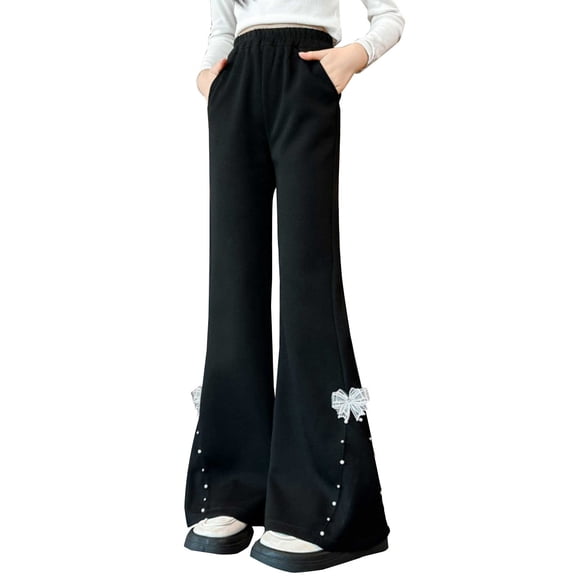 EnJoCho Teen Girls Kids Tween Cute Flare Leggings Bow Wide Leg Stretchy Elastic High Waisted Yoga Dance Pants 𝖸2k Trendy Botcut Bottoms Athletic Casual Streetwear Fashion
