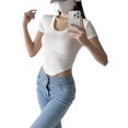 thumbnail image 3 of Arvbitana Women's Summer Basic Ribbed Crop Tops Short Sleeve U Neck Slim Shirts Blouses Solid Color Fitted Tank Camisole for Daily Life, 3 of 9