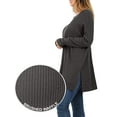 thumbnail image 3 of J. METHOD Women’s Knit Sweater Long Sleeve Round Neck Thermal Waffle Warm Casual Tunic Pullover Side Slit Knitted Top NEWT392 Ash Grey M, 3 of 5