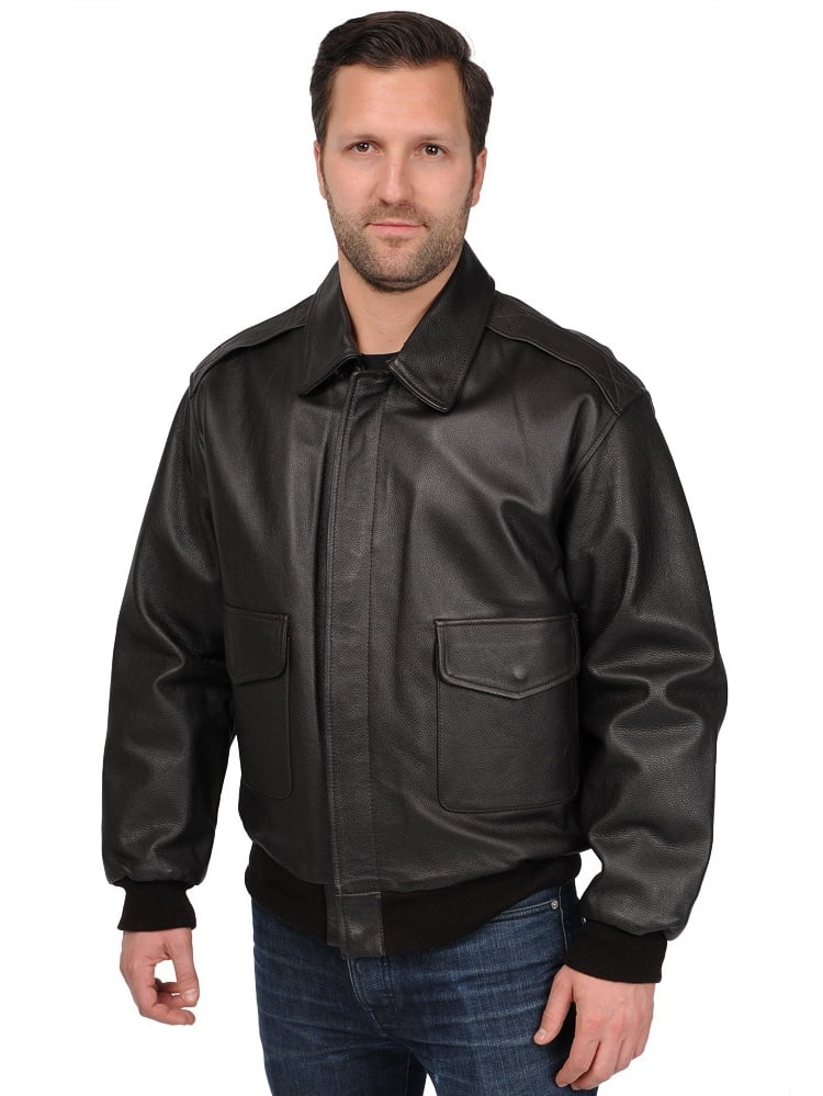 EXcelled Men's Big and Tall 'A2' Classic Leather Bomber Jacket
