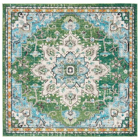 SAFAVIEH Madison Dalia Oriental Area Rug, Green/Turquoise, 12' x 12' Square