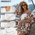 thumbnail image 6 of FKEKYI Leopard Pink Flower Print 2 Piece Short Set for Women Summer Shirt Top & Shorts with Elastic Waist Soft Casual Loungewear Resort Wear Ladies Vacation Outfits, S, 6 of 7