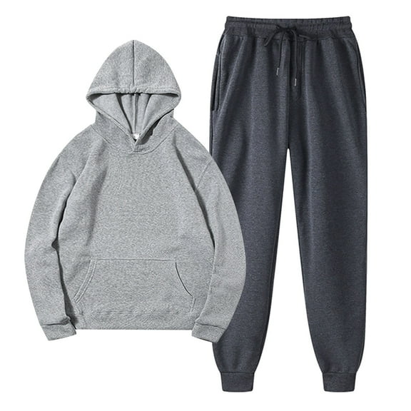 Baqcunre Mens Hoodies Women With Pants Hoodie Plus Leisure Winter Fleece Hooded Plush Women Suits Track Suits For Men Set Tops For Men Grey L