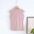 thumbnail image 4 of Aobny Build-in-Bra Sleep Shirts for Women Cotton Tops Only Pajama Shirts Sleeveless Crew Neck Sexy Sleepwear for Women,Pink,XL, 4 of 9