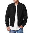 thumbnail image 1 of Mens Casual Baseball Zip Up Jacket Biker Coat Pockets Crew Neck Outwear, 1 of 8