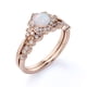 thumbnail image 4 of JeenMata Anillo de Bodas Vintage de 1,50 Uds con Ópalo de Fuego Real Redondo y Moissanita Engastado en Oro Rosa de 18 K sobre Plata, 4 of 6