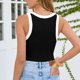 thumbnail image 4 of Mujeres Blusas de Verano sin Mangas Cuello en V Cuello Sólido Camiseta, Poliéster Suave Desgaste Diario Casual, Longitud Regular, 4 of 5