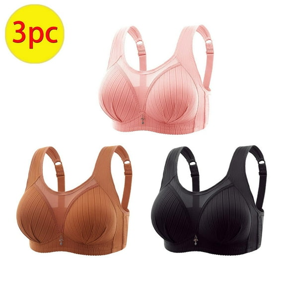 EOYWHK 3PC Nursing Bras for Women High Support, 3PC Women Bras Plus Size Behind Buckle Comfortable Breathable Exhaust Base Non-Steel Ring Non-Magnetic Buckle Underwear