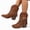 Brown, variant on Women's Fringe Western Ankle Boots, Round Toe Cowboy Boots Block Heel Booties