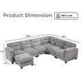 thumbnail image 6 of Bonzy Home Modular Plush Convertible Sectional Sofa with Ottoman, Gray, 6 of 9