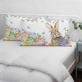 thumbnail image 3 of Easter Bunny Pillow Covers, Linen Long Throw Pillow Case, Colorful Easter Eggs Eucalyptus Leaves Weeping Holiday Pillow Protector Decorative Cushion Cover for Living Room/Bedroom 16" x 24", 3 of 8
