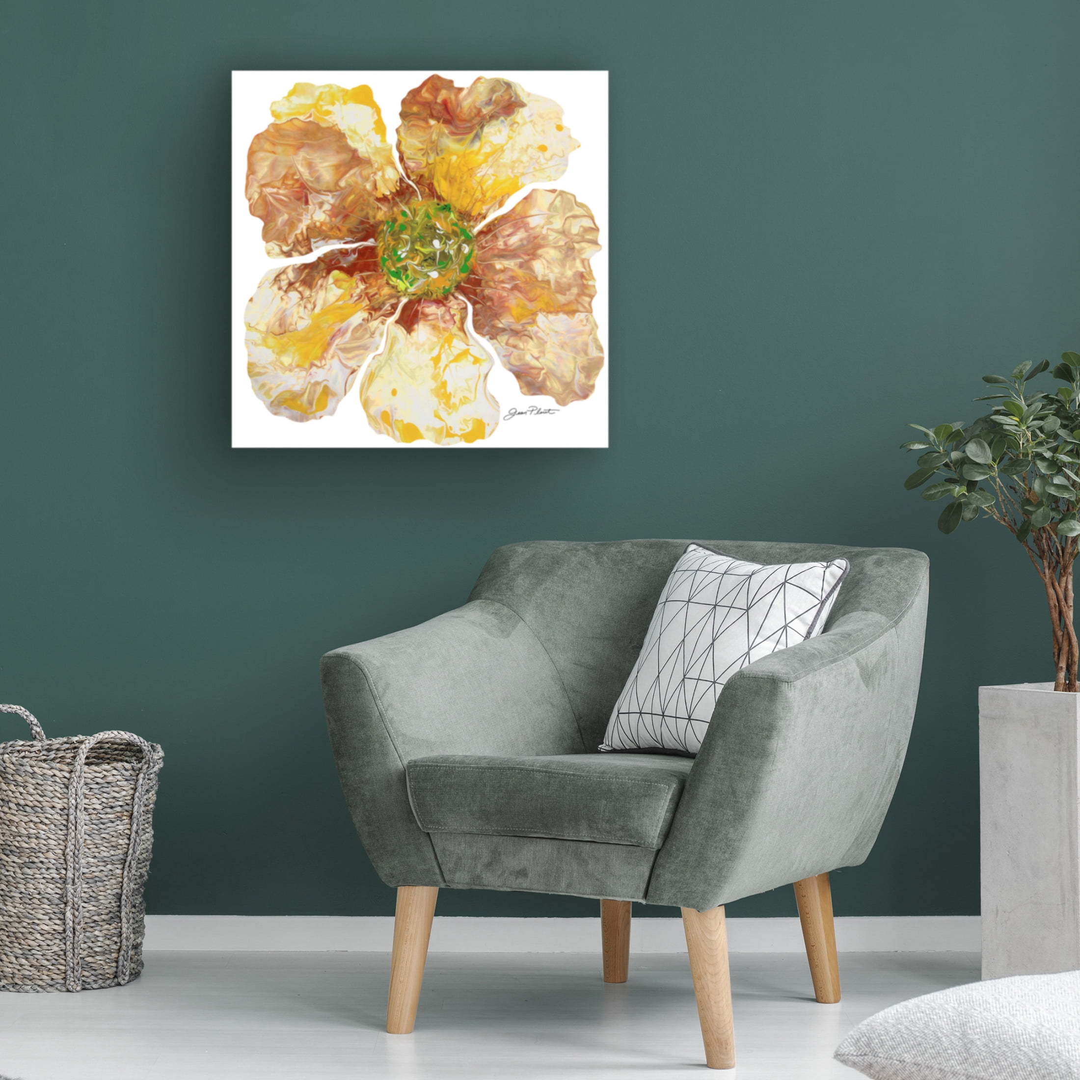 Canvas Wall Art - Jean Plout 'Floral Acrylic Pouring D' Wall Art for Living Room, Bedroom, or Office Décor by Trademark Fine Art - 18 x 18 Inches