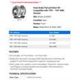 thumbnail image 2 of Front Brake Pad and Rotor Kit - Compatible with 1991 - 1997 GMC Sonoma 1992 1993 1994 1995 1996, 2 of 2
