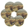 thumbnail image 4 of 6 Pcs Drink Coasters with Holder 3.94in Woven Coasters for Drinks Buffalo Herd Oil Painting Coaster Set for Protection Table, 4 of 7