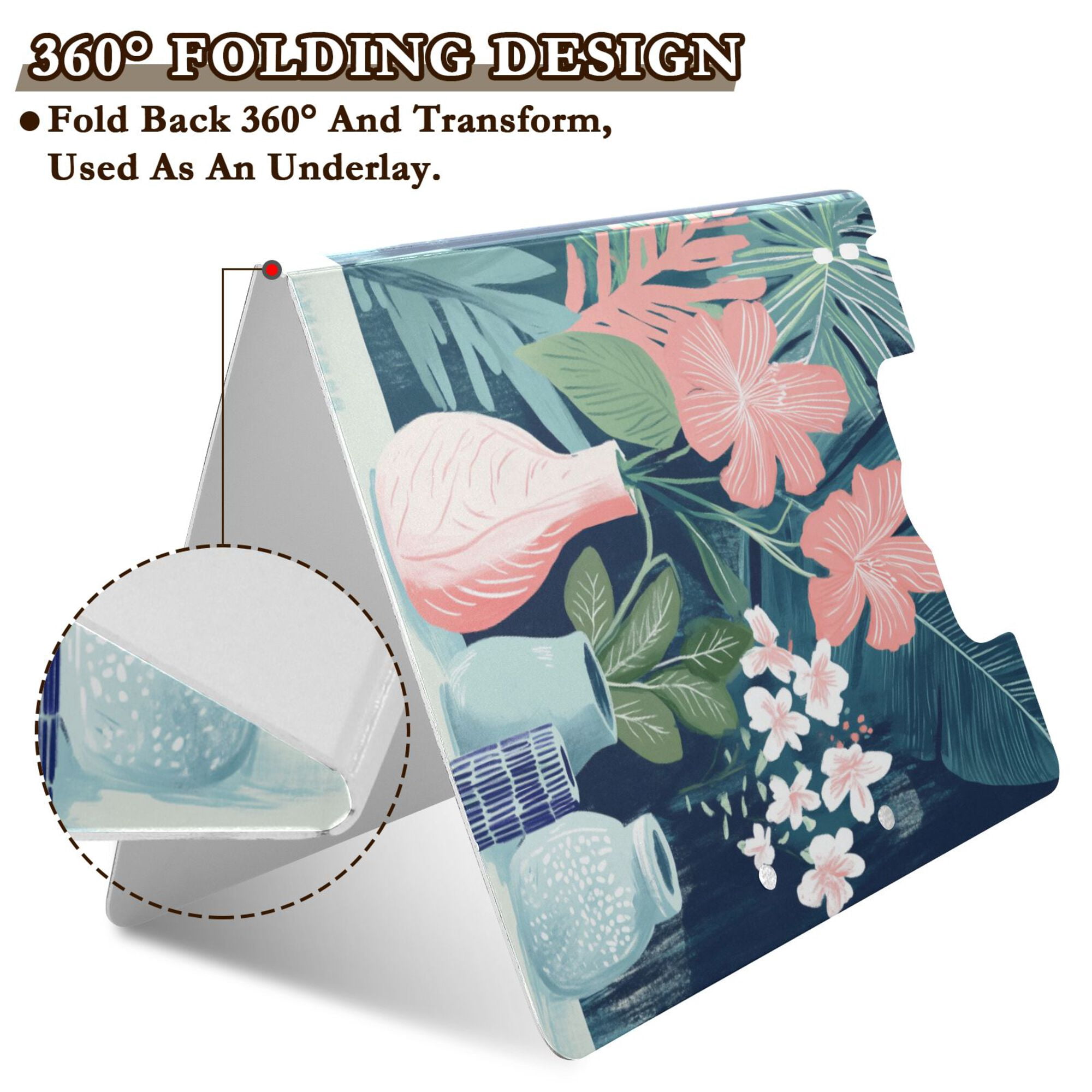 FORMRS A4 Clipboard Folder with Pen Holder Horizontal Foldable School Office Binder, Pink Flowers