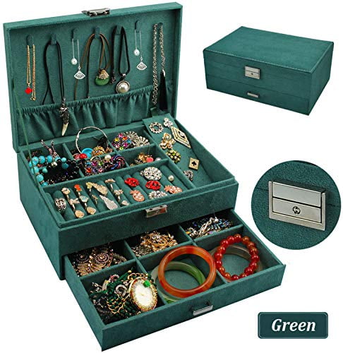 Double Layer 36 Compartments Necklace Jewelry Organ Qbeel Jewelry Box For Women 