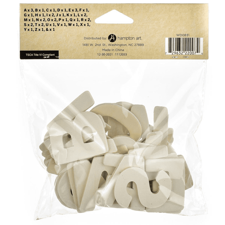ピース Hampton Art Unfinished Wood Alphabet Letters, 38 Piece Set, 1.8