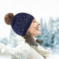 thumbnail image 2 of Riforla Women's Adult Autumn/Winter Warm Solid Color Knitted Woolen Hat Womens Hats Navy, 2 of 4