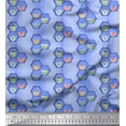 thumbnail image 1 of Soimoi Blue Poly Georgette Fabric Honeycomb,Coffee & Tea Cup Beverages Printed Fabric 1 Yard 52 Inch Wide, 1 of 3