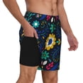 thumbnail image 2 of Balery Colorful Mexican Flower Mens Swim Trunks Swim Shorts for Men Quick Dry Inseam Beach Shorts with Compression Liner Pocket-Large, 2 of 9