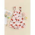 thumbnail image 2 of Bagilaanoe Little Girl Summer Jumpsuit Toddler Sleeveless Floral Print Romper Denim Overalls Shorts 6M 12M 18M 24M 3T 4T 5T 6T Kids Short Pants Summer Clothes, 2 of 7