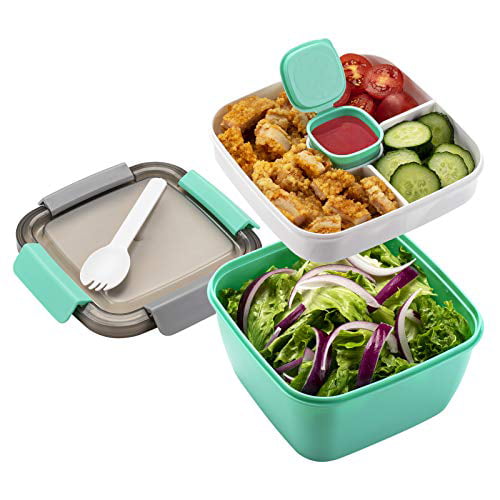 PRET a Paquet Salad Lunch Box with Leakproof Dressing Sauce Pot with Insulated Bag Salad and Pasta Bowl Bento to Go for Kids and Adults Microwave BPA Free Dishwasher and Freezer Safe