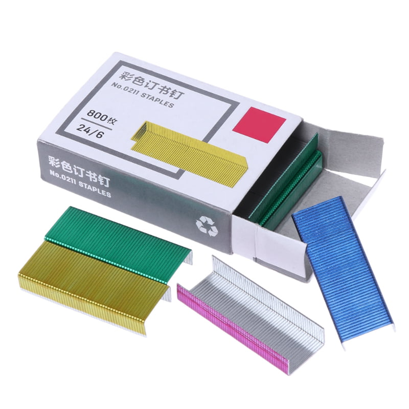 800Pcs/Box 12mm Creative Colorful Metal Staples Office School Binding Supplies