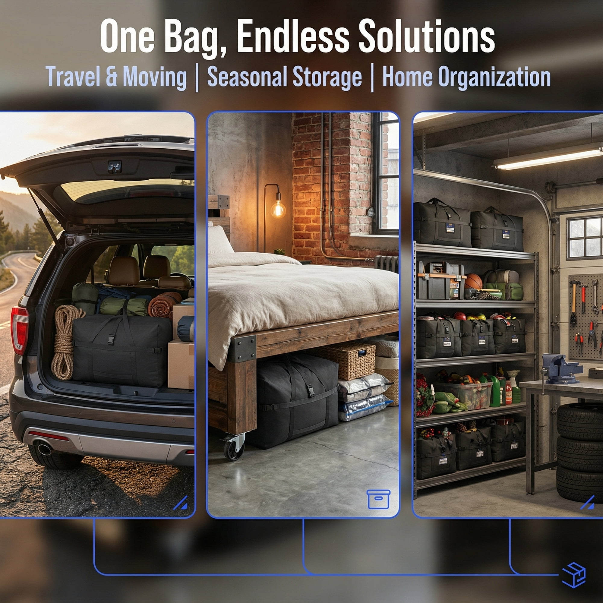 Unique Bargains Clothes Storage Oxford Moving Bag Black 27.6*13.8*18.9in