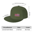 thumbnail image 2 of DouZhe Flat Brim Cap Snapback Hat, Hawaii État Rayures Drapeau Imprime Réglable Vert Adulte Baseball Cap, 2 of 6