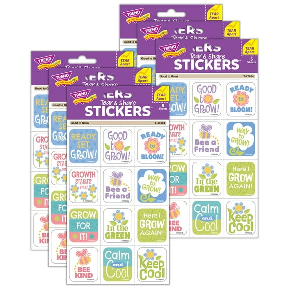 TREND Good to Grow Tear & Share Stickers, 60 Per Pack, 6 Packs