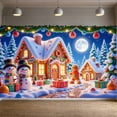 thumbnail image 3 of Gingerbread House Christmas Banner Snowman Xmas Display Gifts Christmas Tree Holiday Backdrop for Christmas Party Winter Gathering Home Decoration, 3 of 9