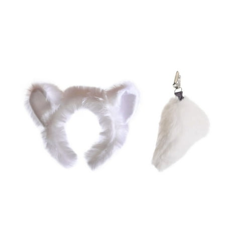 Wildlife Tree Plush Polar Bear Ears Headband and Tail Set for Polar Bear Costume, Cosplay, Pretend Animal Play or Safari Party