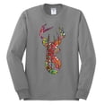 thumbnail image 2 of Trippy Colorful Buck Head Rainbow Hunting Deer Mosaic Animal Lover Mens Long Sleeve Shirt, Heather Grey, Small, 2 of 3