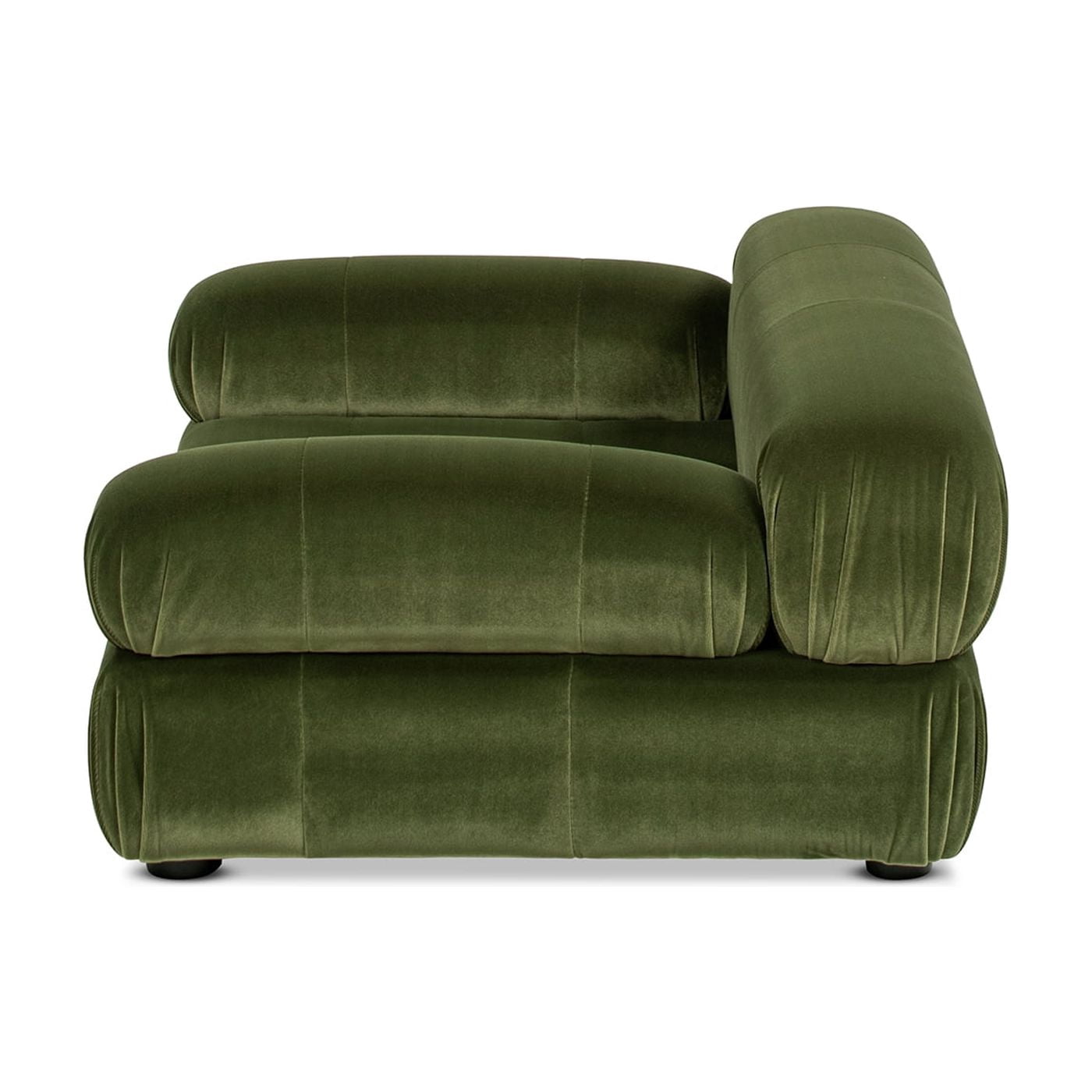 Modern Upholstered Pet Bed, Olive Green Velvet Sofa-Style Bolster Bed, Pressure Relief Tufted Cushion, Water & Stain Resistant Furniture Fabric for Small Medium Dogs Cats
