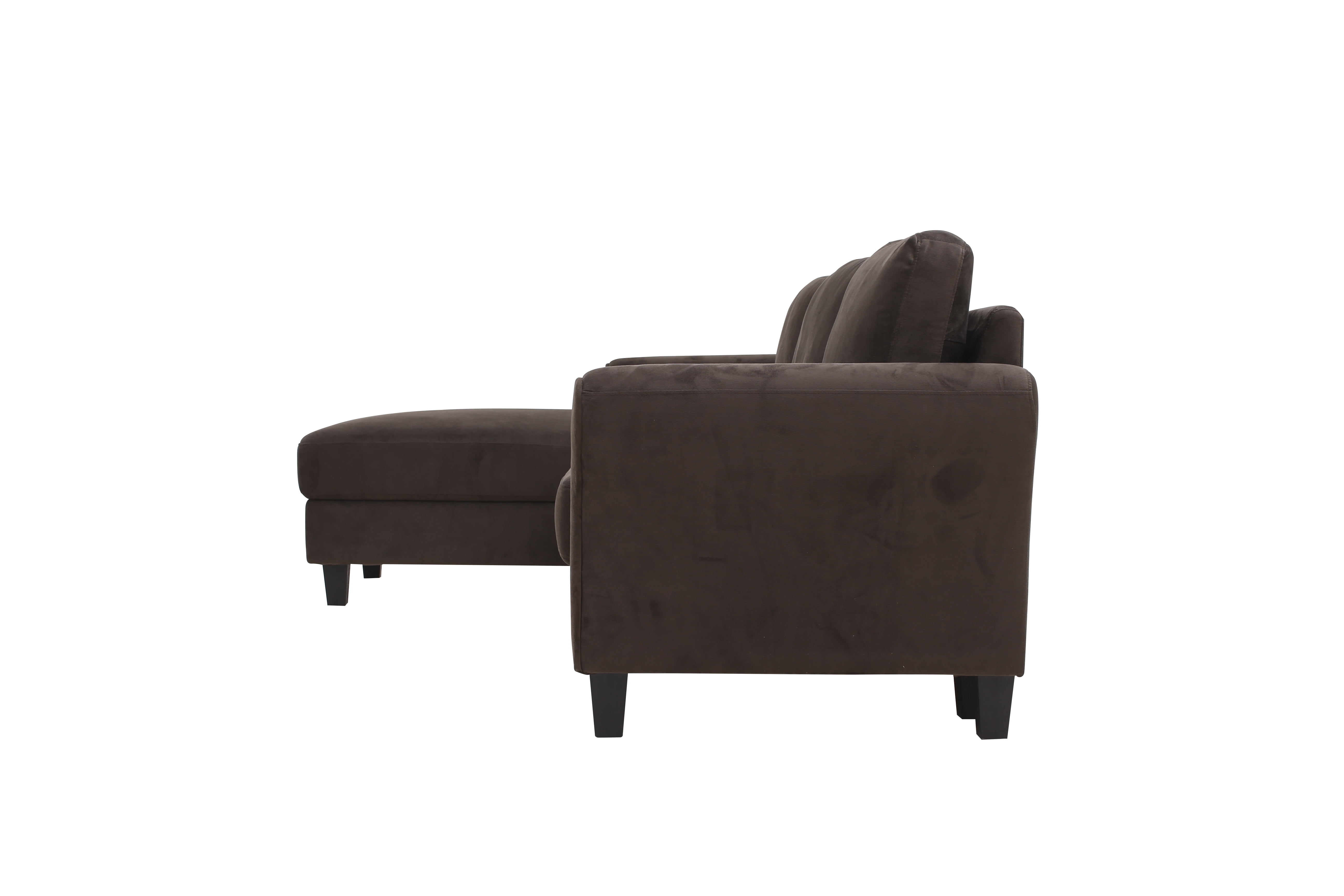 Lifestyle Solutions Alexa Sectional Sofa with Curved Arms, Coffee Brown Fabric