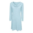 thumbnail image 5 of Eyelets Dresses for Women - Cowl Neck Loose Crewneck Long Sleeve Casual Summer Hollowed Out Keyhole Tunic Mini Dress, 5 of 7