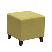 Homebeez Square Ottoman Footrest Stool, Small Fabric Bench Shoe Dressing Seat, Accent Furniture for Living Room (Yellow)