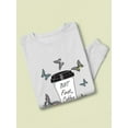 thumbnail image 3 of But First Coffee Butterflies Sweatshirt Women -Image by Shutterstock, Female Small, 3 of 4