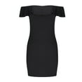 thumbnail image 6 of Uaswgudfs ​Sleeveless Off-Shoulder Midi Sundress - Summer Dresses for Women 2025 Casual Ribbed Dress with Ruffled Neckline Detail Black M, 6 of 7