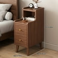 thumbnail image 3 of Modern Nightstand With 2 Drawers And Open Shelf Multifunctional Side Table Narrow Slit Bedside Night Table For Bedrooms, Living Rooms And Small Spaces, 3 of 4